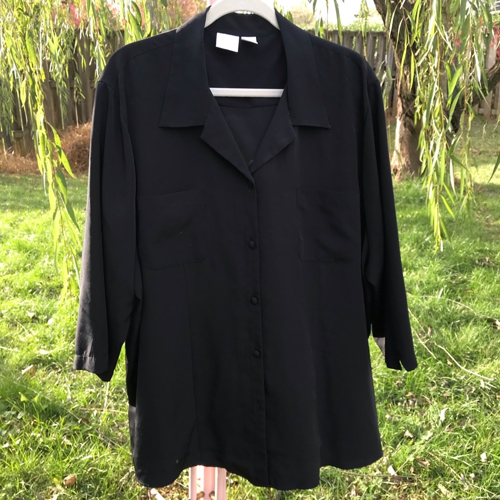 Studio C Plus Black Button Down Blouse 26/28W